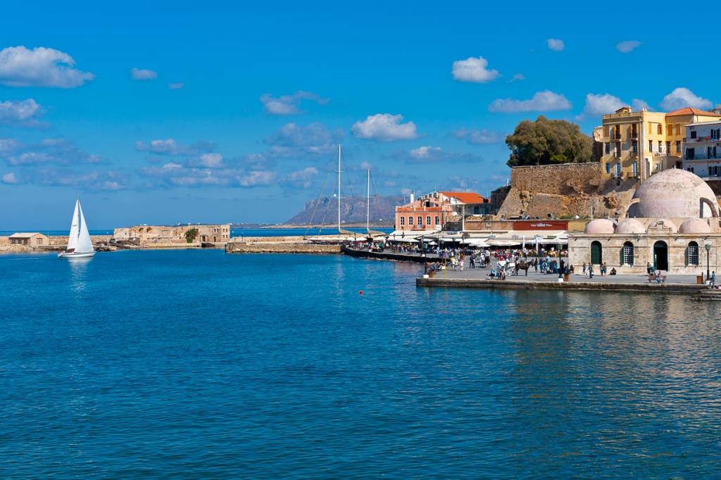 image showing Chania's old town, harbor